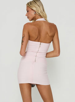 Designed with the Justina Bandage Mini Skirt Pink in womens-skirts with mini length back view of model wearing Princess Polly