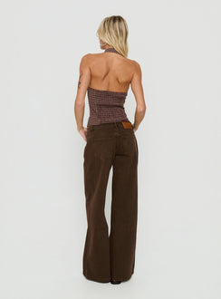 Picco Ultra Low Rise Wide Leg Jeans Brown