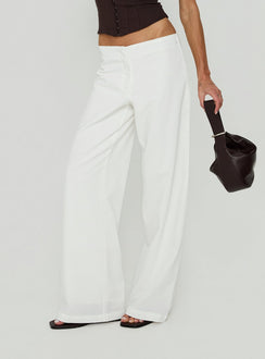 Displaying the Agazia No Waist Low Rise Straight Pants White in womens regular pants with low-rise product