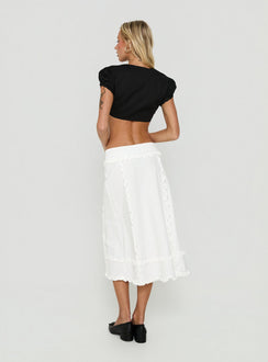 Sannah Ruffle Midi Skirt White