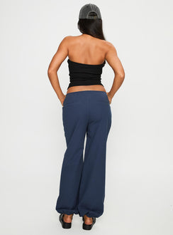 back view of model wearing Princess Polly Zodie Low Waist Pants Navy Low Rise Pants Pants 