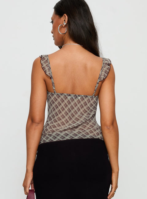 Zayliah Frill Detail Top Wine Check