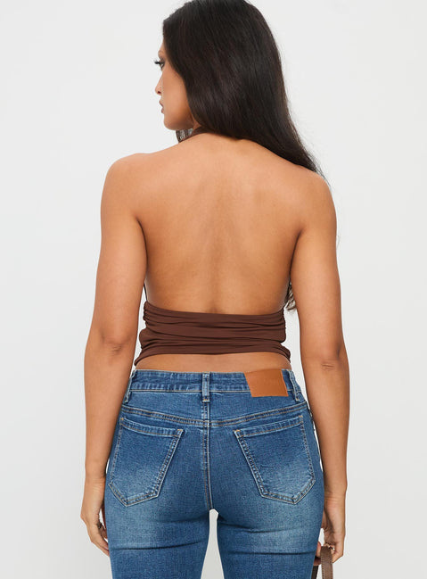 Remarkable Plunged Cowl Neck Top Brown