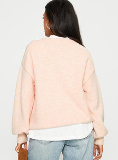 back view of model wearing Princess Polly Ryanna Sweater Pink Jumpers 