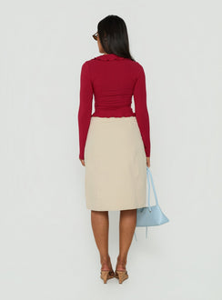 Featuring the Edeniah Pencil Midi Skirt Beige in womens-skirts with midi length back view of model wearing Princess Polly