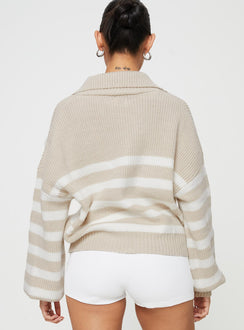 product Williamson Stripe Sweater Beige Princess Polly  