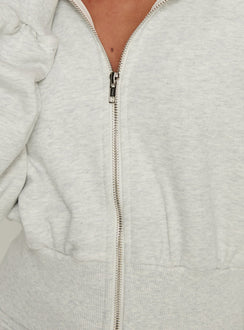 Crafted with the Daytime Cropped Blouson Hoodie Snow Marle in womens-jumpers featuring short oversized length detail Princess Polly