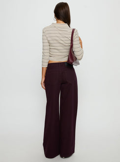back view of model wearing Princess Polly Supercut Low Rise Baggy Pleat Jeans Currant Mid Rise Jeans Jeans 