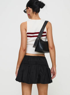 back view of model wearing Princess Polly Dear London Bubble Hem Mini Skirt Black Mini Skirts Skirts 