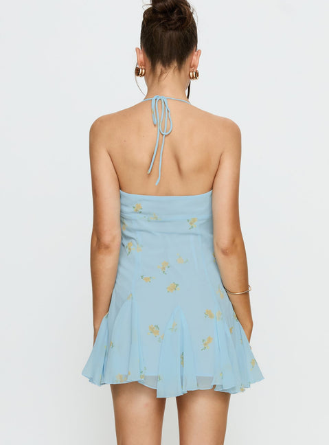 Delamere Mini Dress Pastel Blue Floral