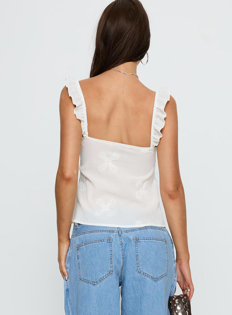 Madaleine Embroidered Top White
