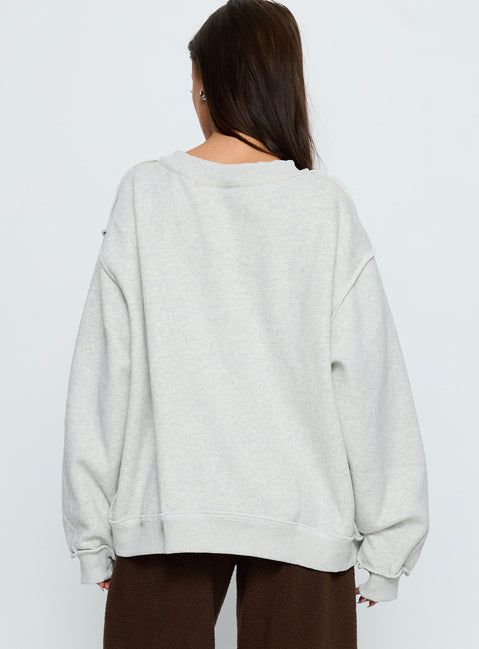 back view of model wearing Princess Polly When In Indiana Jumper Grey Jumpers 