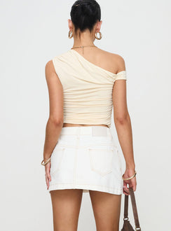 Nicolina Low Rise Denim Mini Skirt Ecru Mini Skirts Skirts 