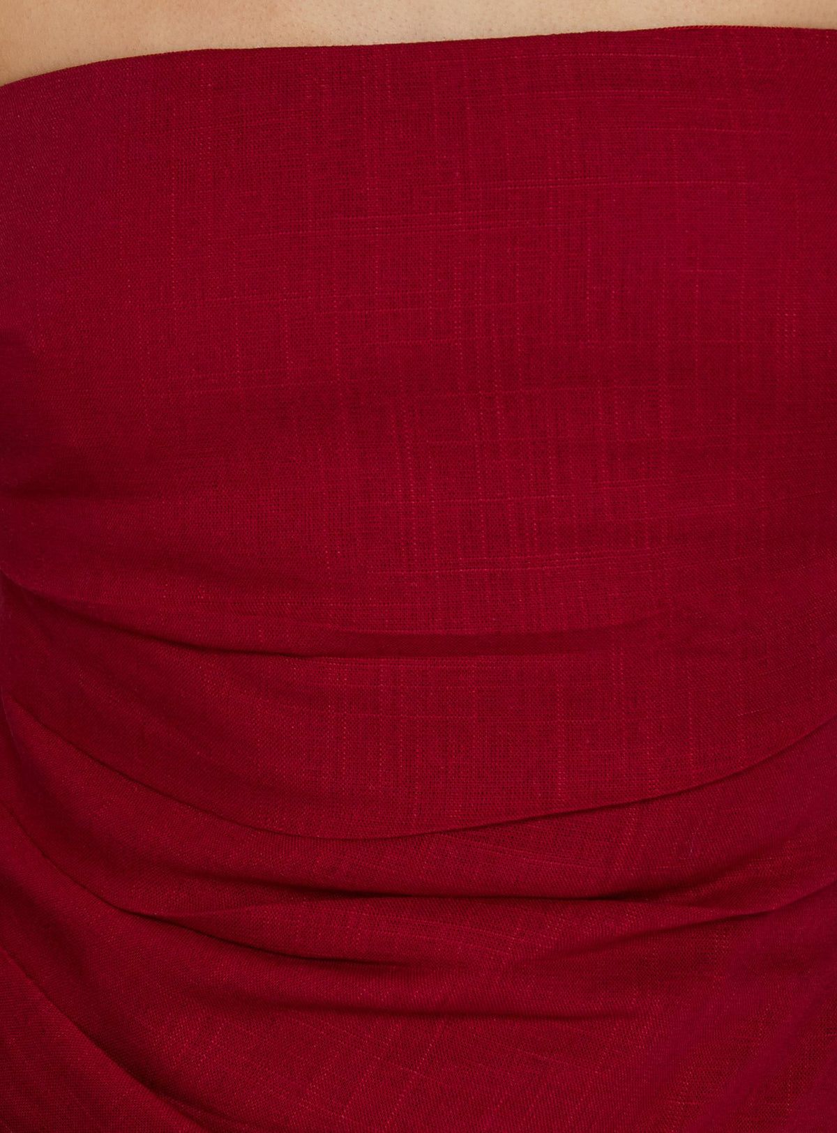 Josina Strapless Ruched Mini Dress Red