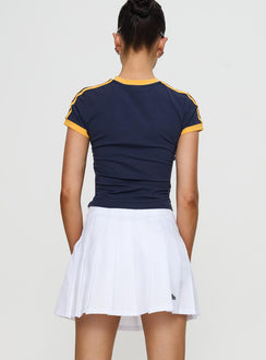 back view of model wearing Princess Polly UCSD Tennis Skort White Skirts 