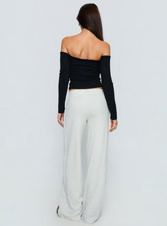 back view of model wearing Princess Polly Ascenda Straight Leg Track Pant Grey Marle Mid Rise Pants Pants 