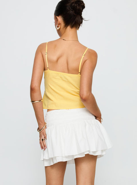 back view of model wearing Princess Polly Written In The Stars Mini Skirt White Mini Skirts Skirts 