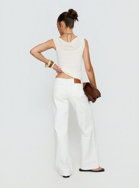 Introducing Buenos No Waist Low Rise Straight Leg Jeans in womens-jeans with low-rise back view of model wearing Princess Polly