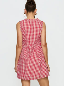 Akacia Babydoll Mini Dress Red Gingham