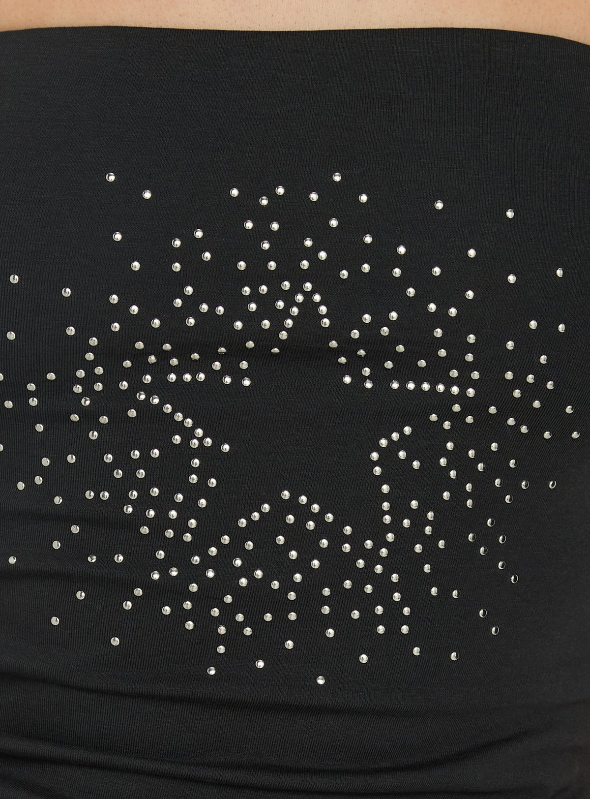 Shimmering Studded Strapless Top Charcoal