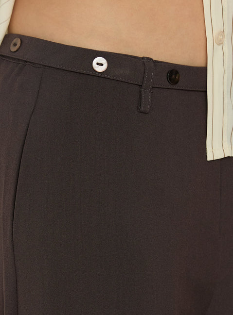Designed with Mericana Low Rise Wide Leg Pants in Brown womens regular pants featuring low-rise waist Princess Polly