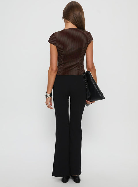 back view of model wearing Princess Polly Showstopper V-Front Pant Black Low Rise Pants 