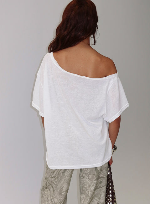 Winny Off Shoulder Tee White