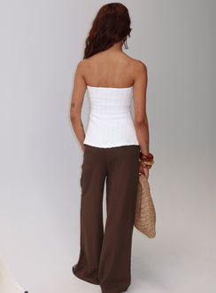 back view of model wearing Princess Polly Parklea Pants Chocolate Brown High Rise Pants Pants 