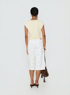 back view of model wearing Princess Polly Roda Anglaise Longline Shorts White Mid Rise Pants Pants 