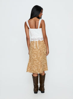 back view of model wearing Princess Polly Moses Midi Skirt Paisley Midi Skirts Skirts 