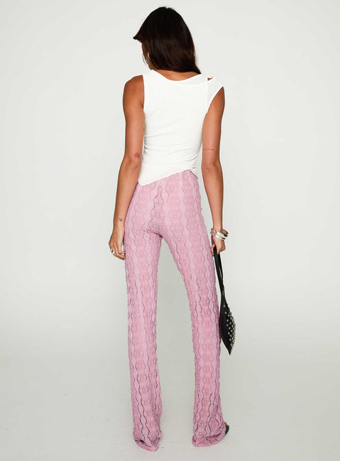 back view of model wearing Princess Polly Carnivale Pants Pink High Rise Pants Pants 