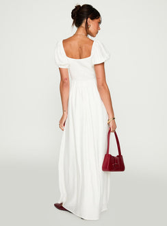 back view of model wearing Princess Polly Summer Song Maxi Dress White Scoop Neck 