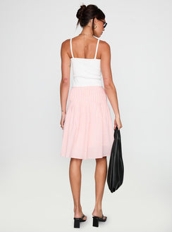back view of model wearing Princess Polly Maryanna Midi Skirt Pink Gingham Skirts 
