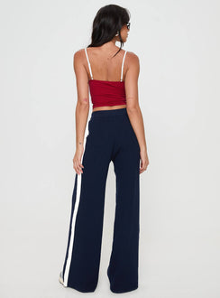back view of model wearing Princess Polly Albright Pants Navy / Milk Mid Rise Pants Pants 