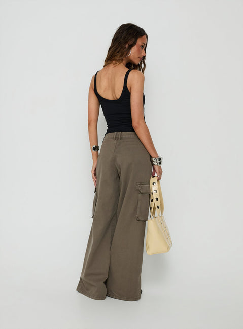 Presenting the Hudsen Cargo Pants in womens regular pants with mid-rise waist back view of model wearing