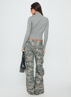 back view of model wearing Princess Polly Sweetness Low Rise Straight Leg Jeans Digital Camo Low Rise Jeans Jeans 