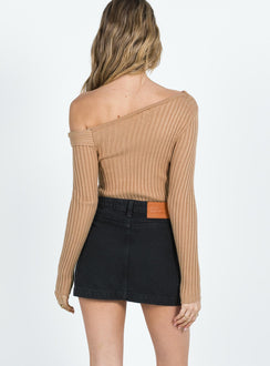 back view of model wearing Princess Polly Zakai Cargo Mini Skirt Black Denim Mini Skirts Skirts 