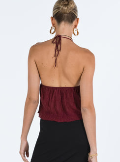 product Princess Polly Sleeveless Sleeveless Scoop Neck Scoop Neck  Chantria Top Burgundy Lower Impact