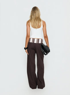 back view of model wearing Princess Polly Quenlin Folded Straight Leg Pant Multi Mid Rise Pants Pants 