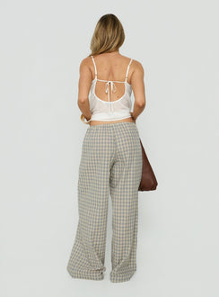Styled in Lunea Concealed Waistband Pants Multi Check womens-regular-pants with high-rise checkered wide-leg back view of model wearing Princess Polly