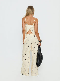 Stylish Bellara Tie Waist Pants Yellow Polka womens regular pants with mid-rise, wide-leg design and polkadot pattern back view of model wearing Princess Polly