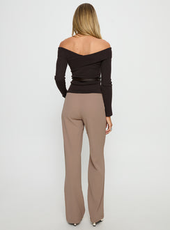 back view of model wearing Princess Polly Narratives Wrap Tie Trouser Pant Taupe Mid Rise Pants Pants 