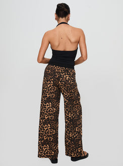back view of model wearing Princess Polly Zephura Boxer Pant Leopard High Rise Pants Pants 