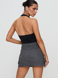 back view of model wearing Princess Polly Lieutenant Cargo Mini Skirt Slate Mini Skirts Skirts 