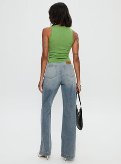 Slow Ride Mid Rise Bootleg Belted Jeans Light Blue Mid Rise Jeans Jeans 