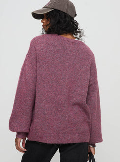 back view of model wearing Princess Polly Ryanna Sweater Burgundy Longline Jumpers Jumpers 
