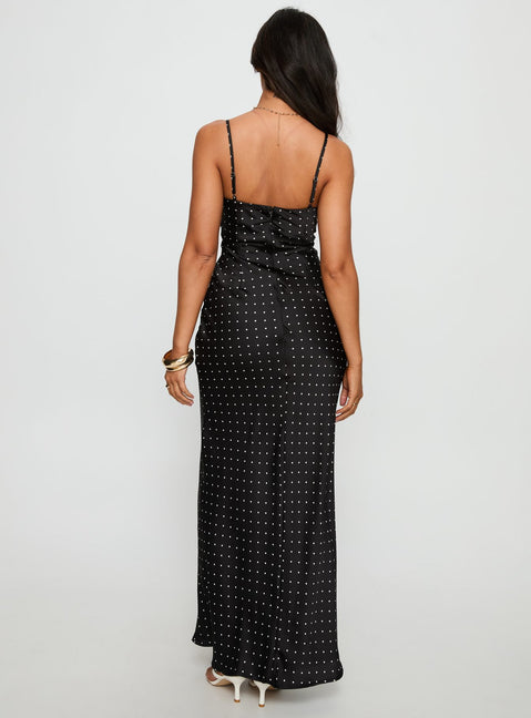 Inki Lace Maxi Dress Black Polka Dot