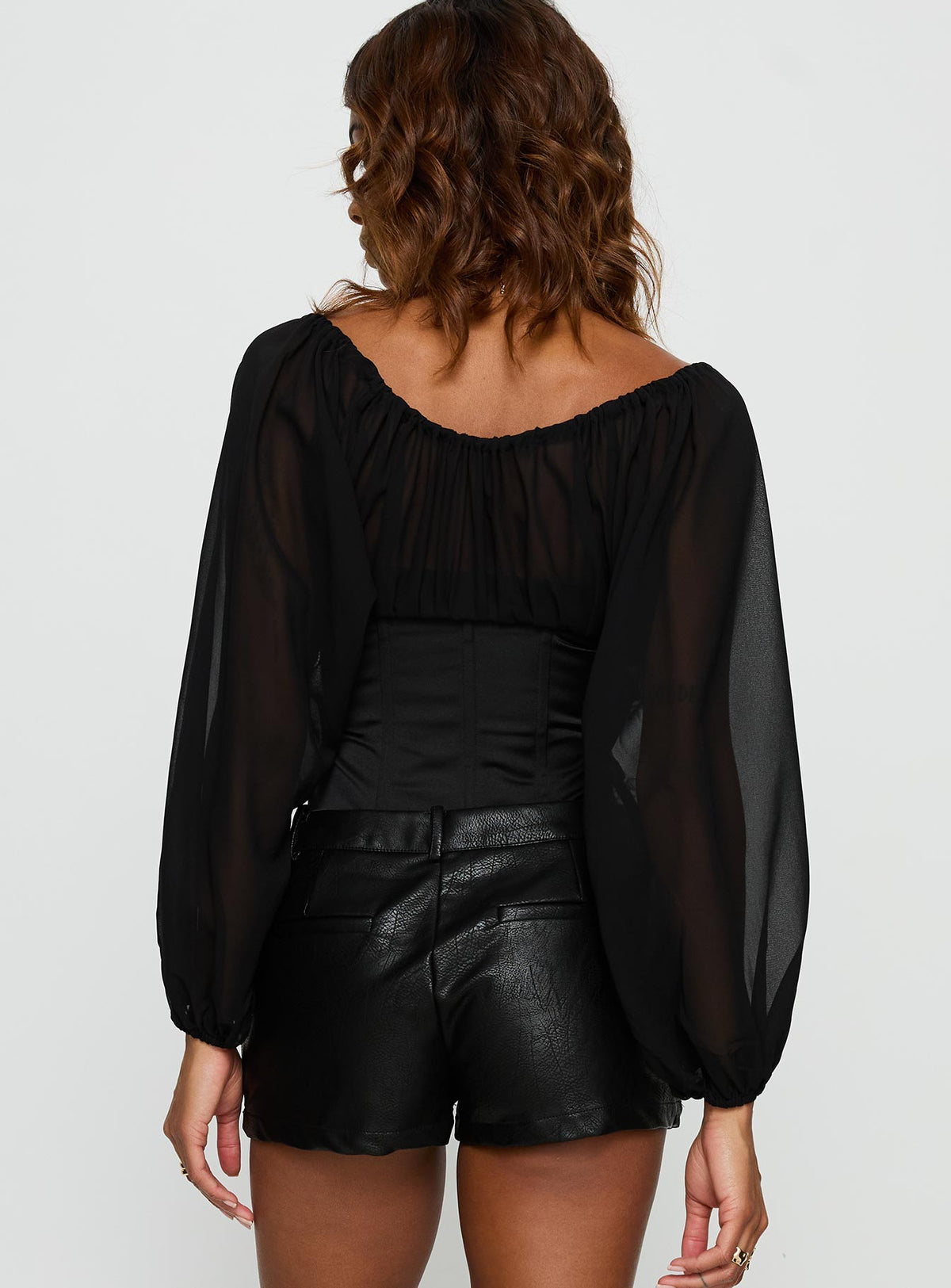 Gypsie Blouson Long Sleeve Corset Top Black