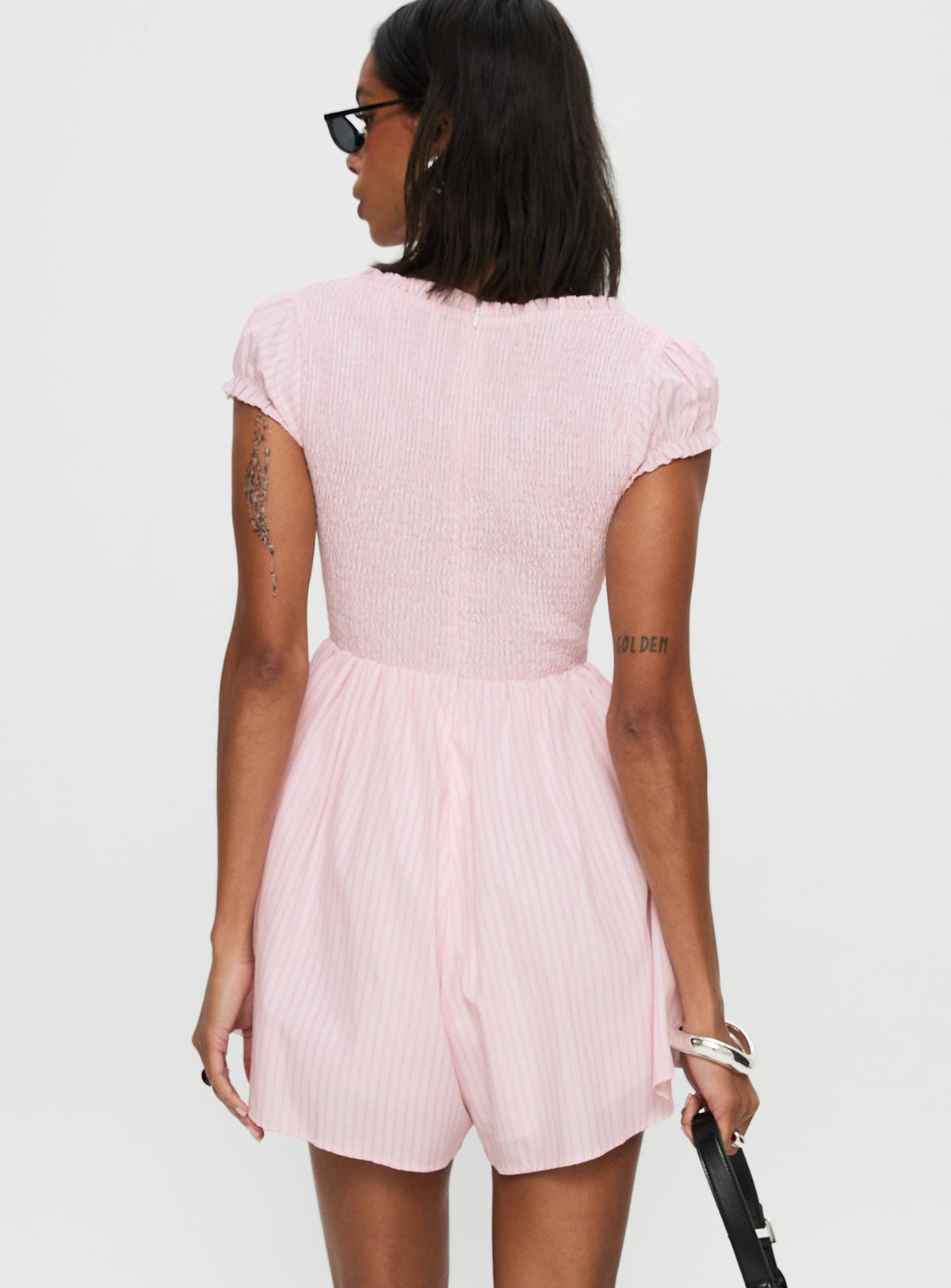 Wescott Stripe Playsuit Pink / White
