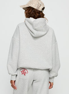 Introducing the Stargirl Hoodie Grey Marle in womens jumpers and long length back view of model wearing Princess Polly